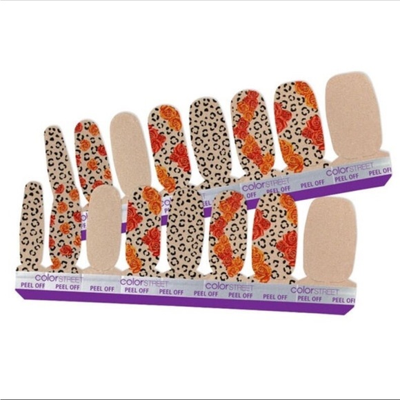 *Retired* Color Street: Catitude Problem | Gold Leopard Print Rosettes Red - Picture 10 of 10